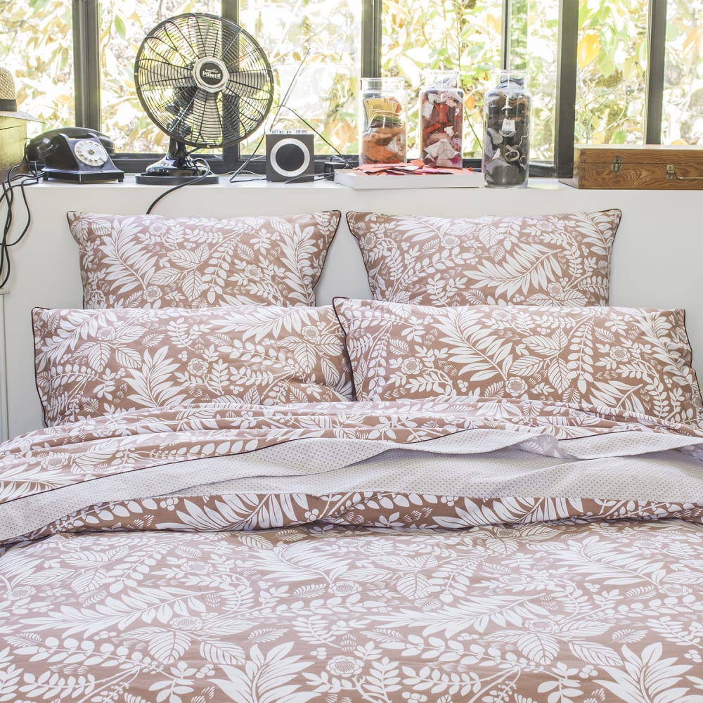Housse de couette en percale de coton marron 240x220