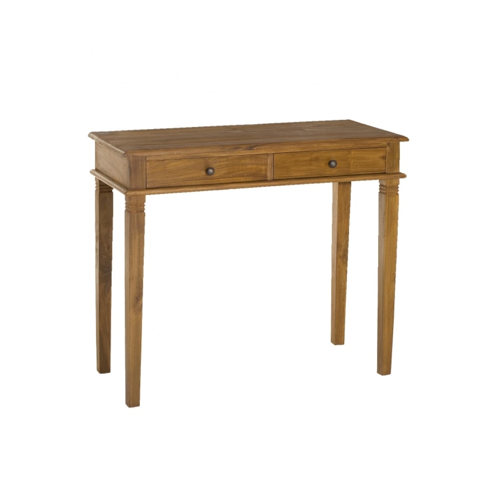 MACABANE Schreibtisch mit 2 Schubladen aus Teakholz style exotic Braun