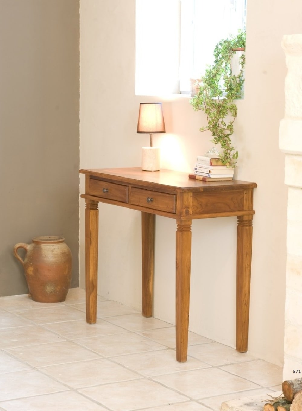 Escritorio con 2 cajones de madera de teca marrón de 89x40x78 cm - Maisons du Monde