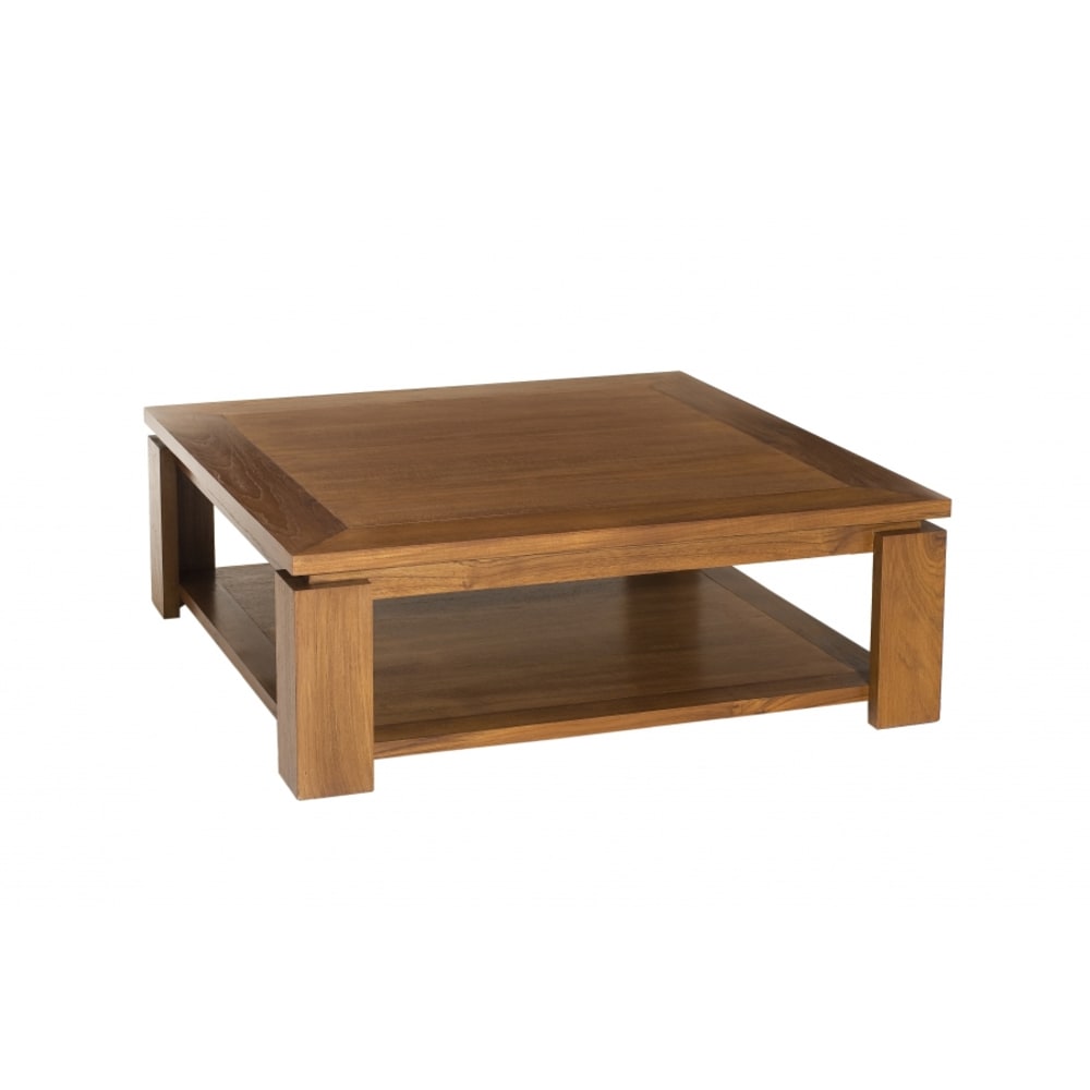 Mesa de centro cuadrada de madera de teca de 90 cm