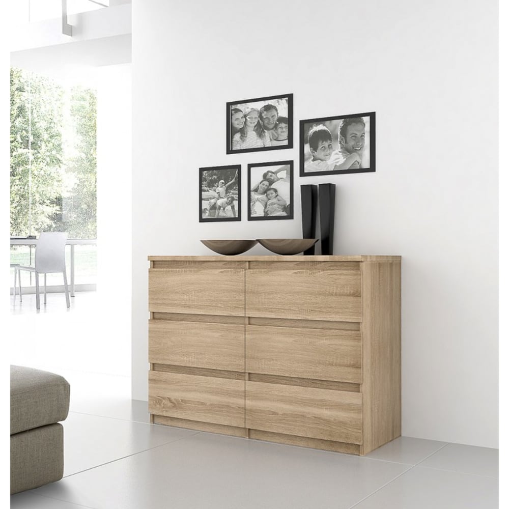 Grande commode 2x3 tiroirs décor chêne clair texturé - Maisons du Monde