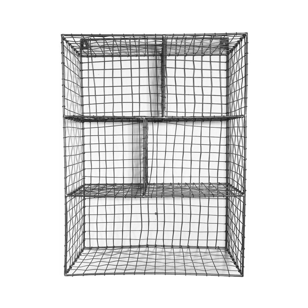 Étagère murale métal grillagé anthracite 5 niches