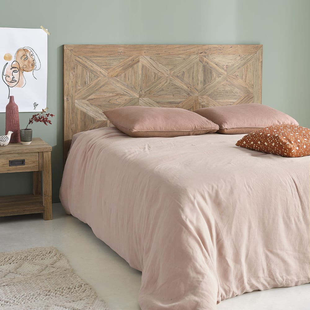 BERAH GETAH Kopfteil aus massivem, recyceltem Teakholz 160 cm style landhaus Beige