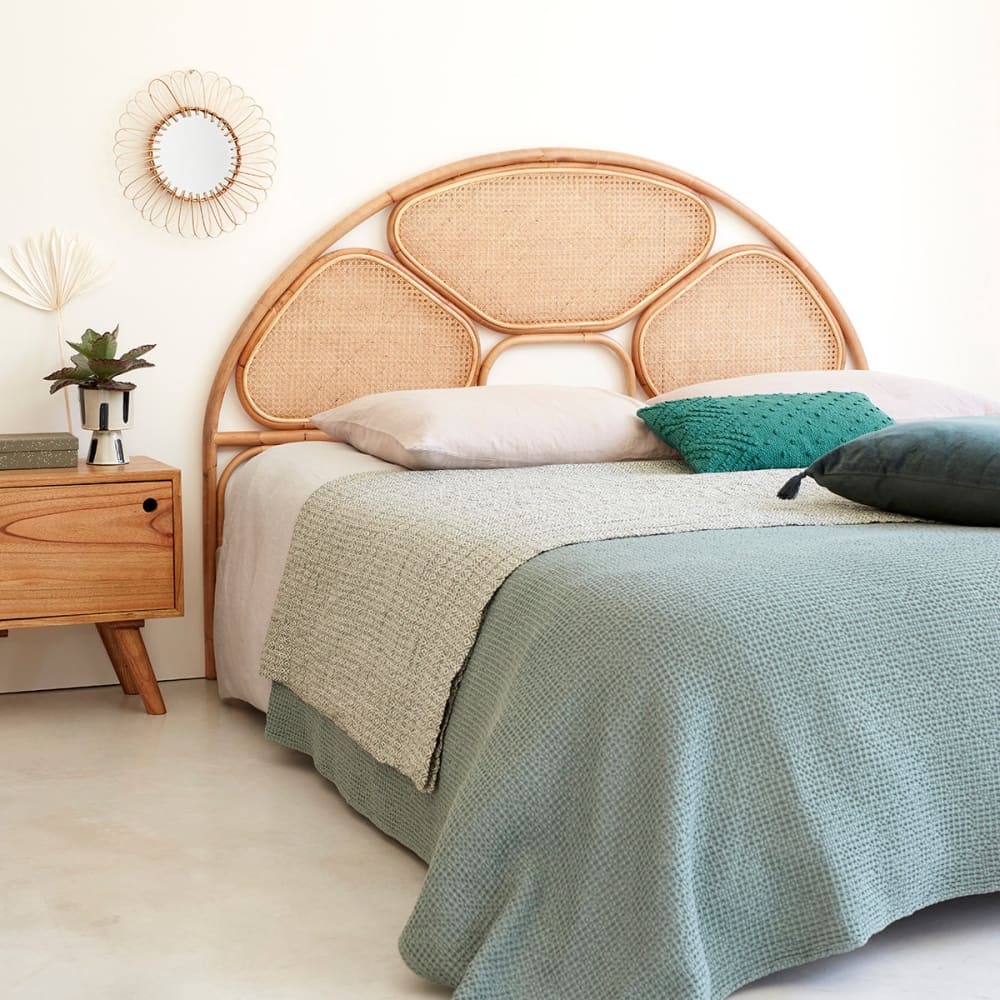 BERAH GETAH Kopfteil aus Rohrgeflecht und Rattan 160 cm style exotic Beige Rattan