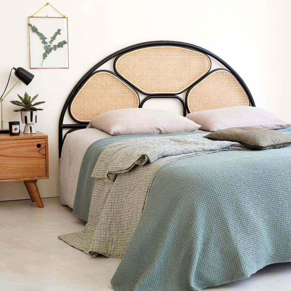 Tête de lit en cannage et rotin noir 160 cm
