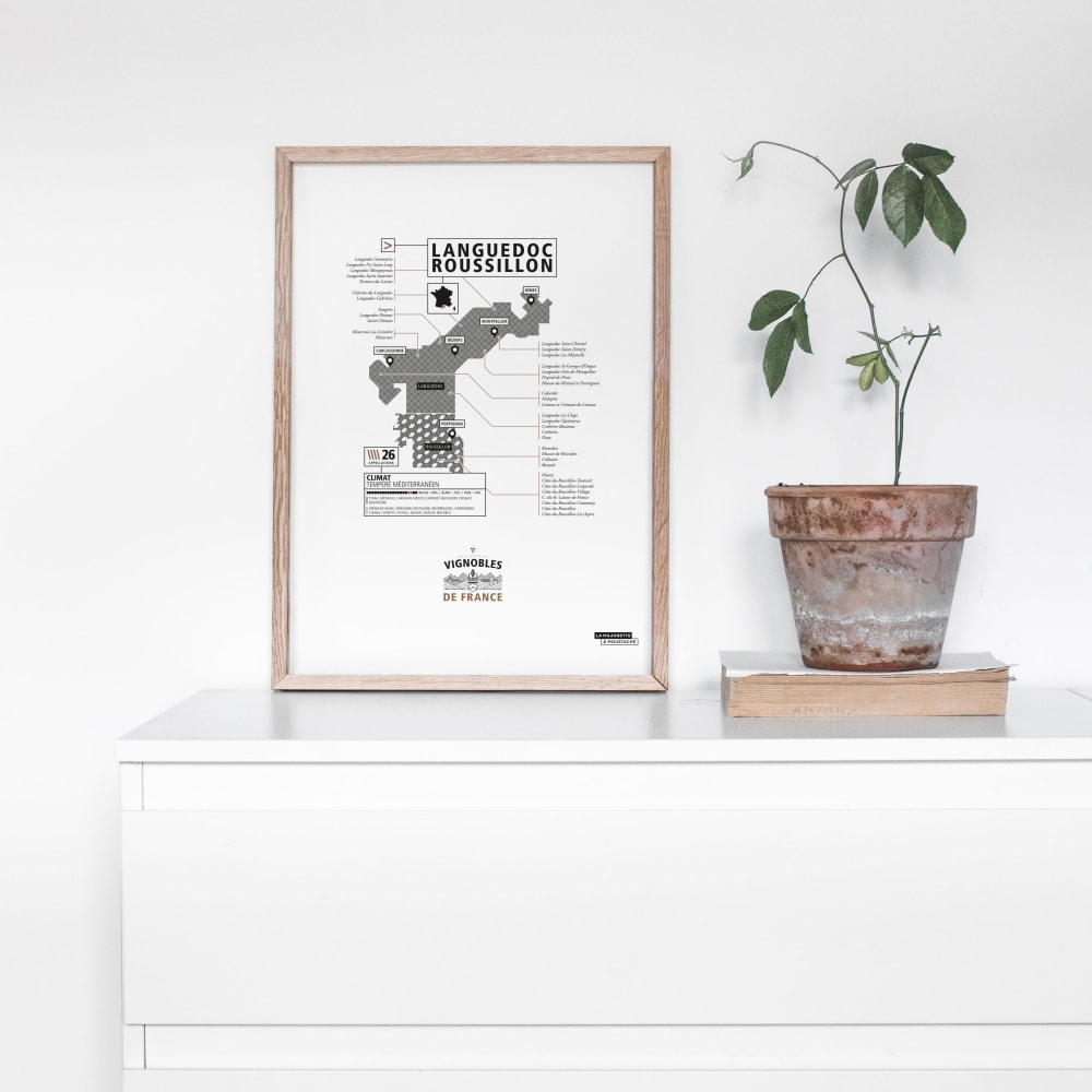 Affiche d'art vignoble du Languedoc-Roussillon 30 X 40 cm - Maisons du Monde