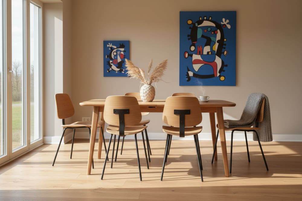Chaise bois plaqué frêne naturel et métal Erra