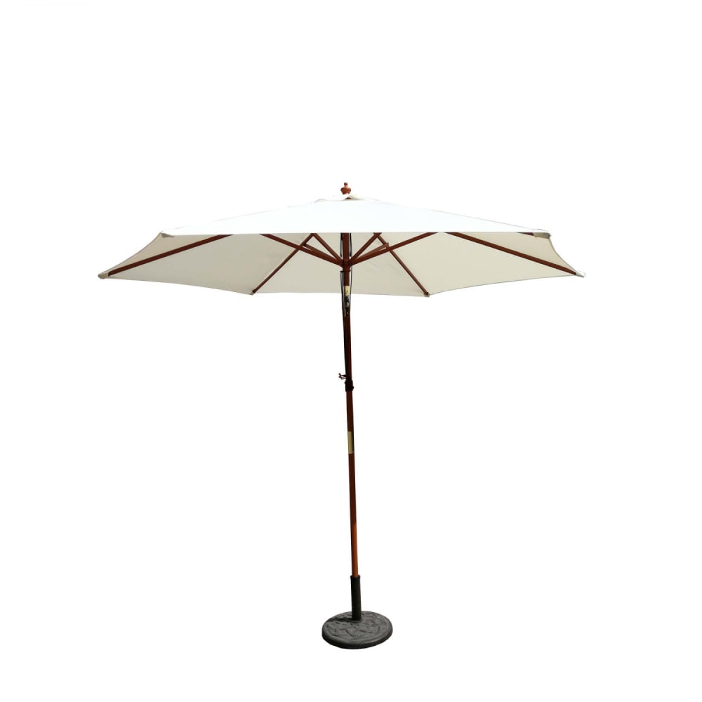 Parasol droit et inclinable en bois diamètre 3m écru