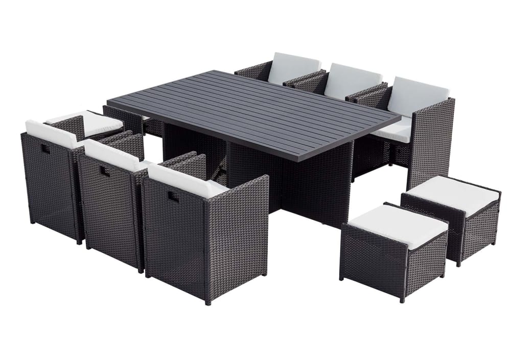 Concept Usine Tisch und Stühle für 10 Personen einbaubar Aluminium Harz Schwarz/Weiß style modern Schwarz Aluminium