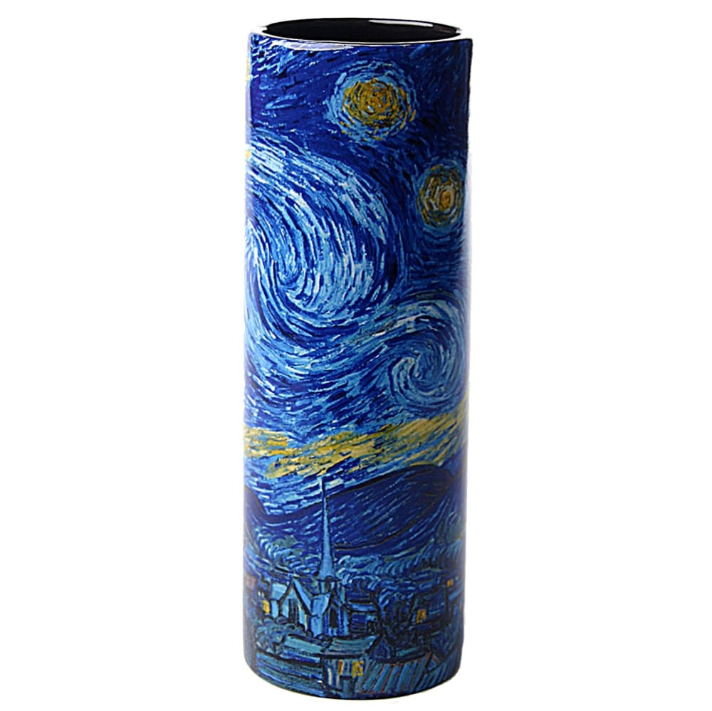 Parastone Vase en céramique allongé Van Gogh H18cm style classique chic Bleu