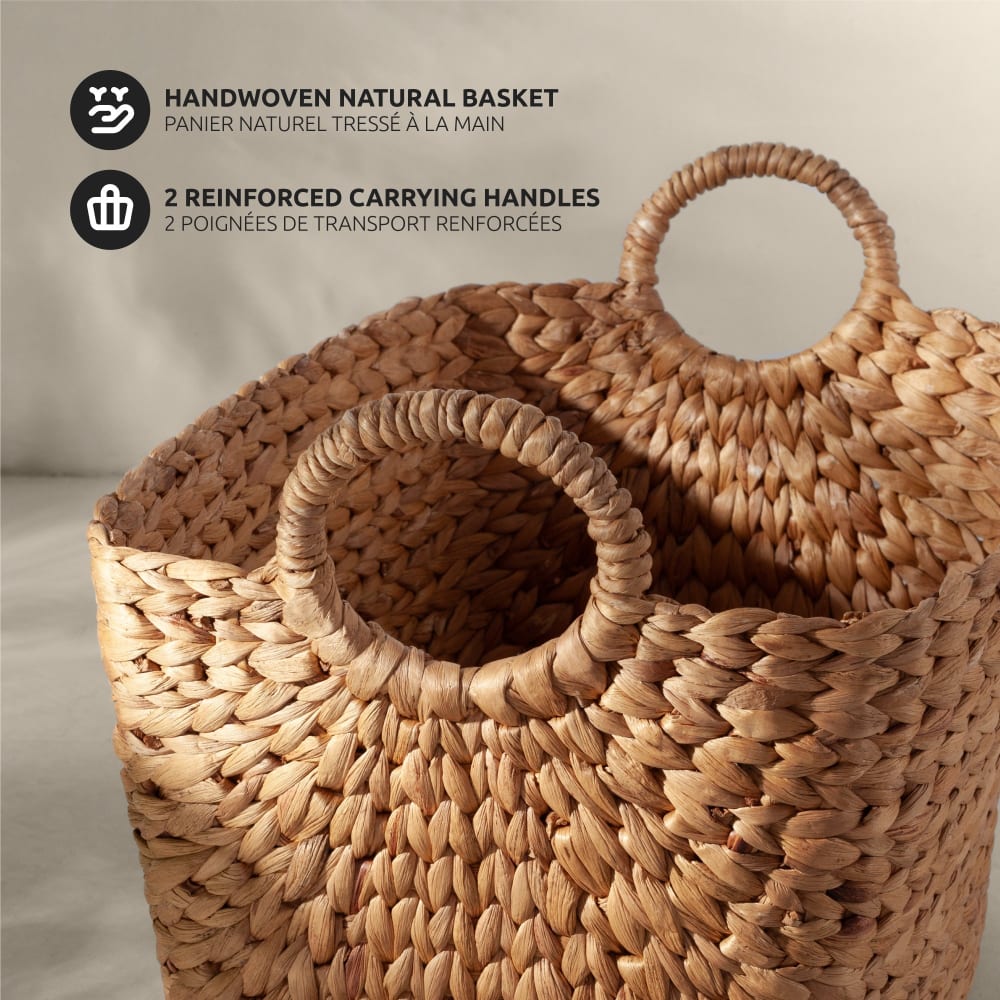 Panier de rangement en jacinthe d'eau tressée 57x37cm