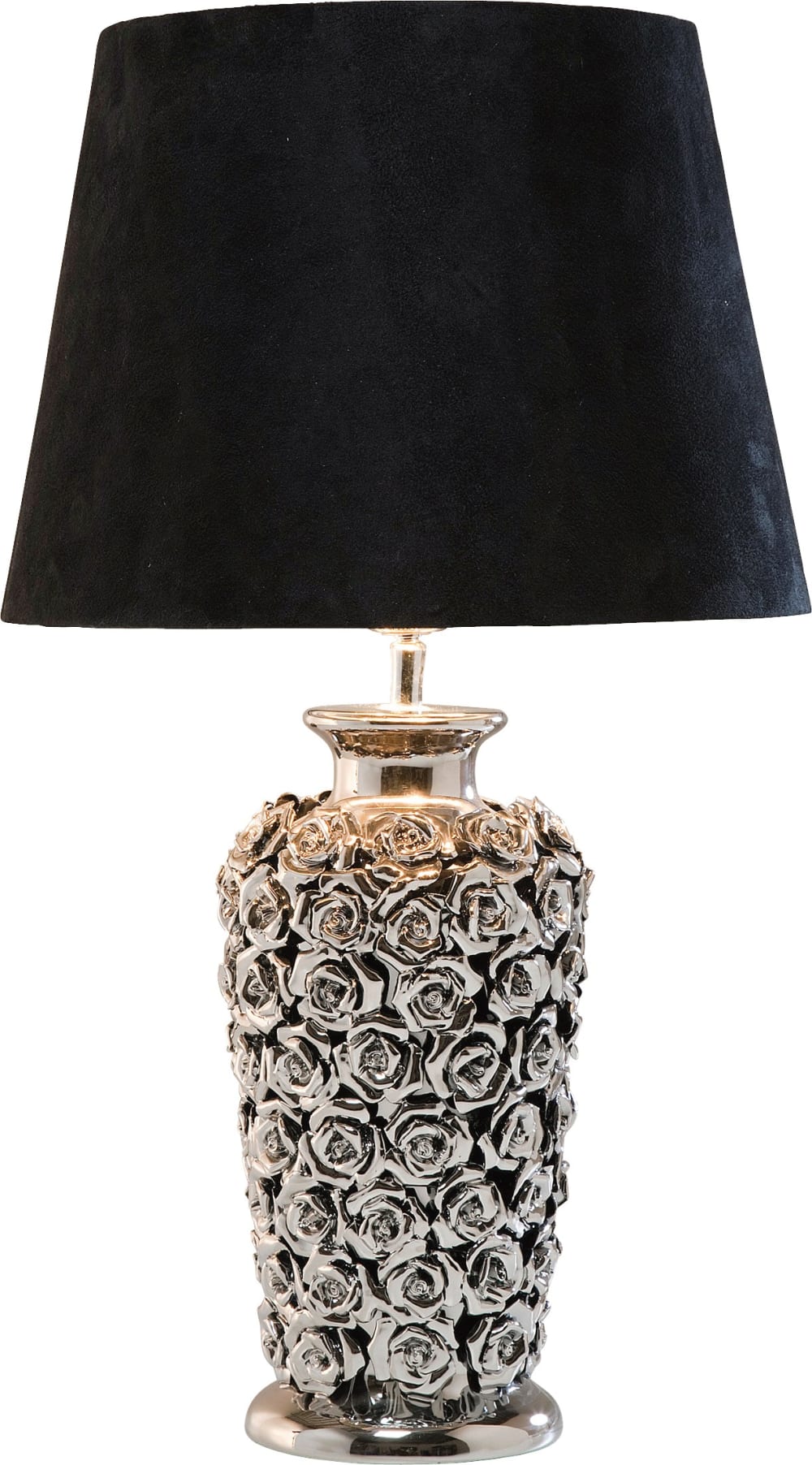 Lampe en céramique chromée et abat-jour noir