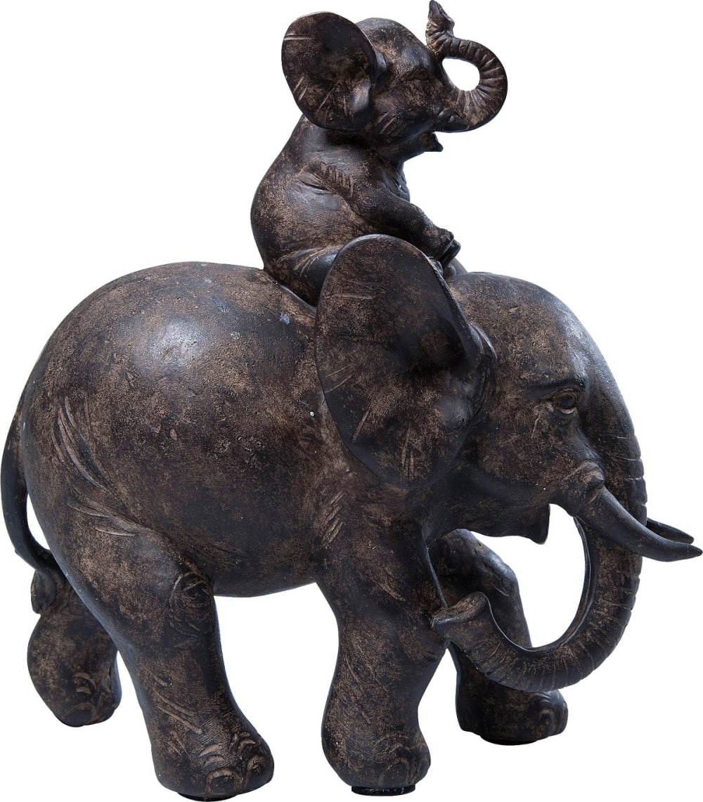 Figura de elefante de poliresina marrón