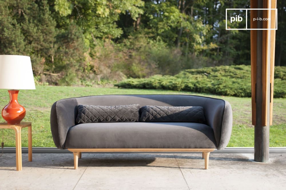 Rundes 3-Sitzer-Sofa aus Stoff, grau - Maisons Du Monde