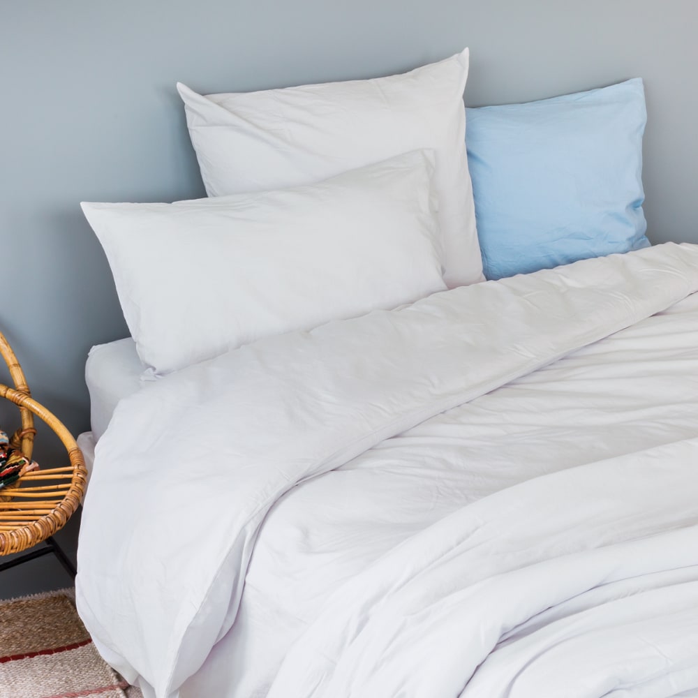 Taie d'oreiller en coton lavé gris perle 50x70 cm