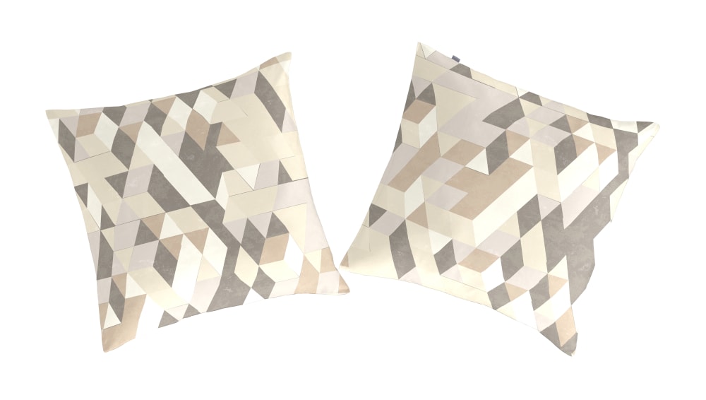 2 taies d'oreiller en coton bicolore 65x65