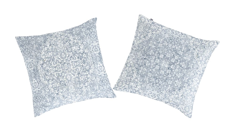 2 taies d'oreiller en coton bicolore 65x65