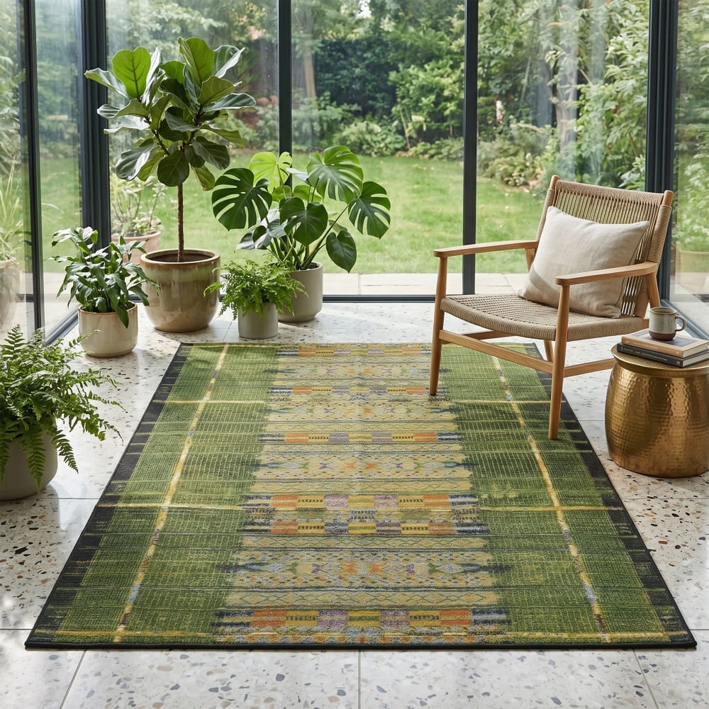 Alfombra plana de poliéster - verde - 300x400 cm - Maisons du Monde