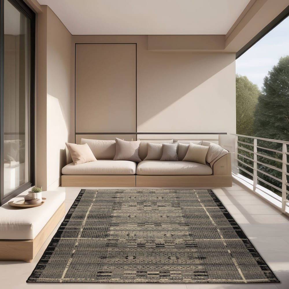Alfombra de poliéster en tejido plano - gris multicolor - 200x285 cm - Maisons du Monde