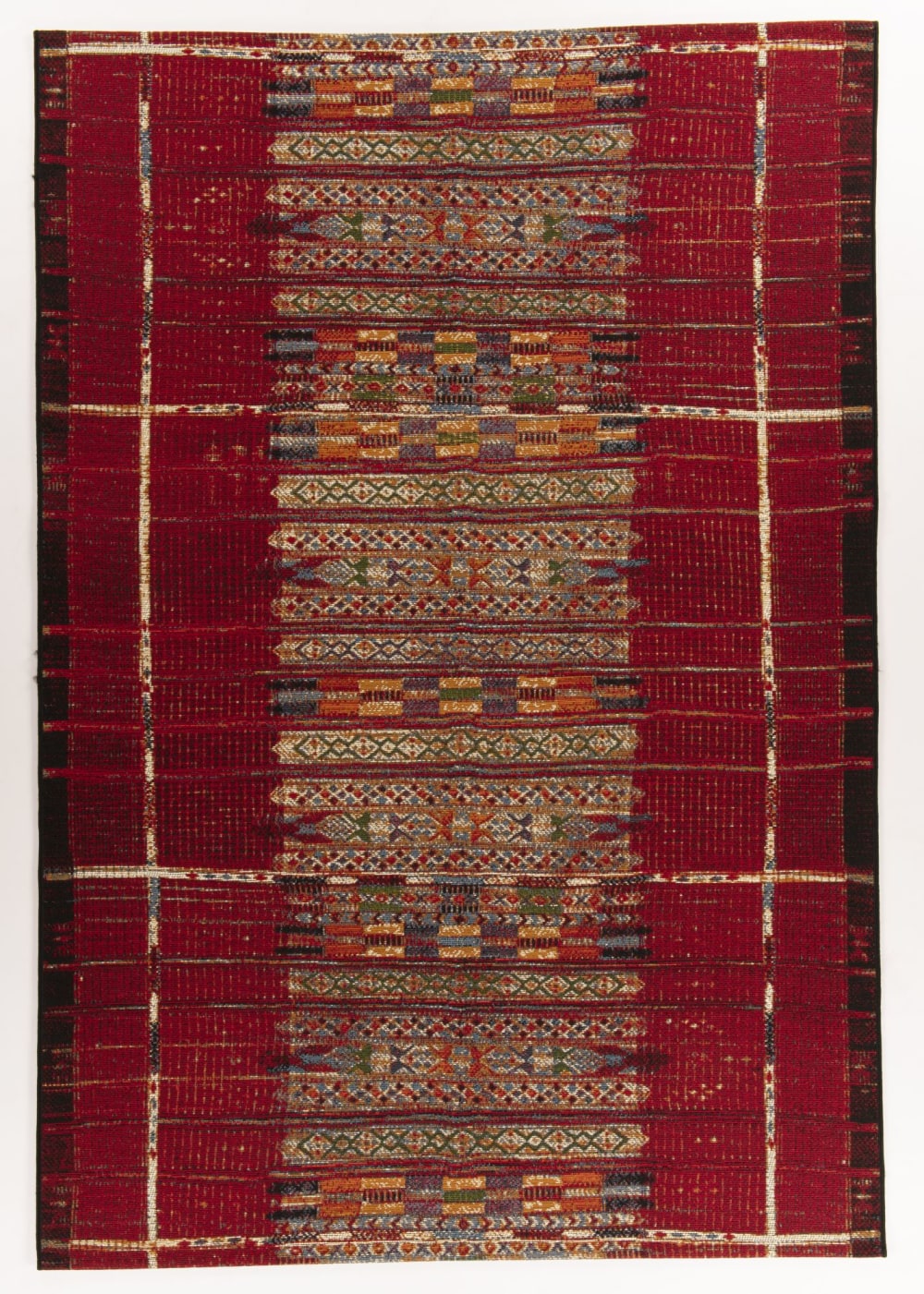 Tapis d'extérieur tissé plat - rouge foncé 60x100 cm