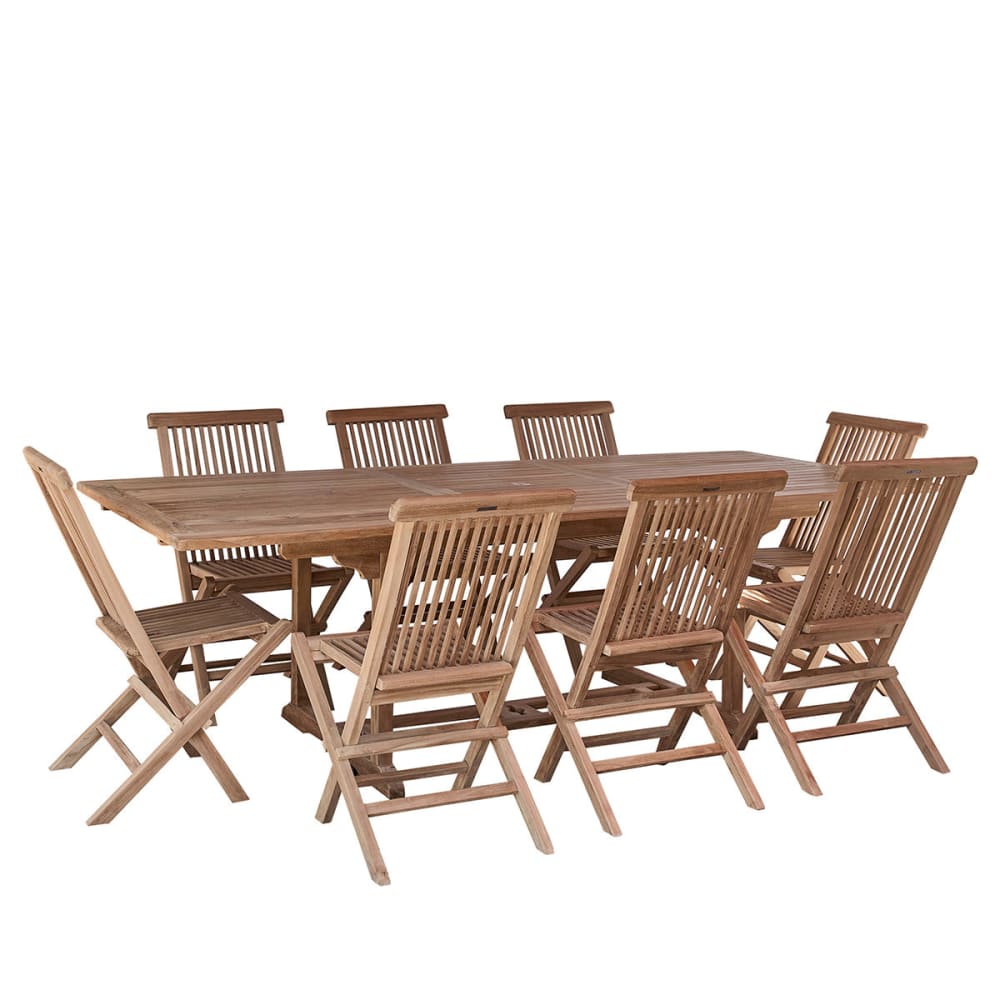 Salon de jardin en teck massif extensible 8/10 pers.