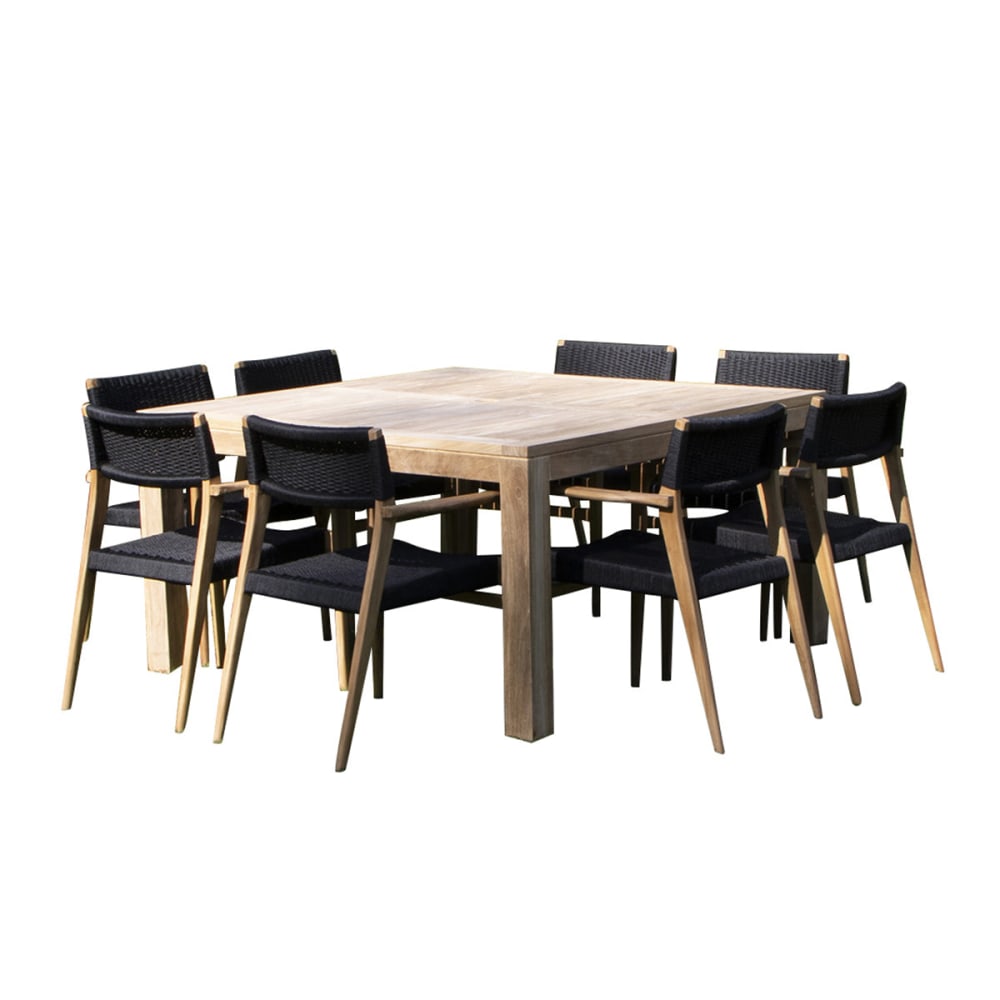Salon de jardin en teck massif et cordage 8 pers. - Maisons du Monde