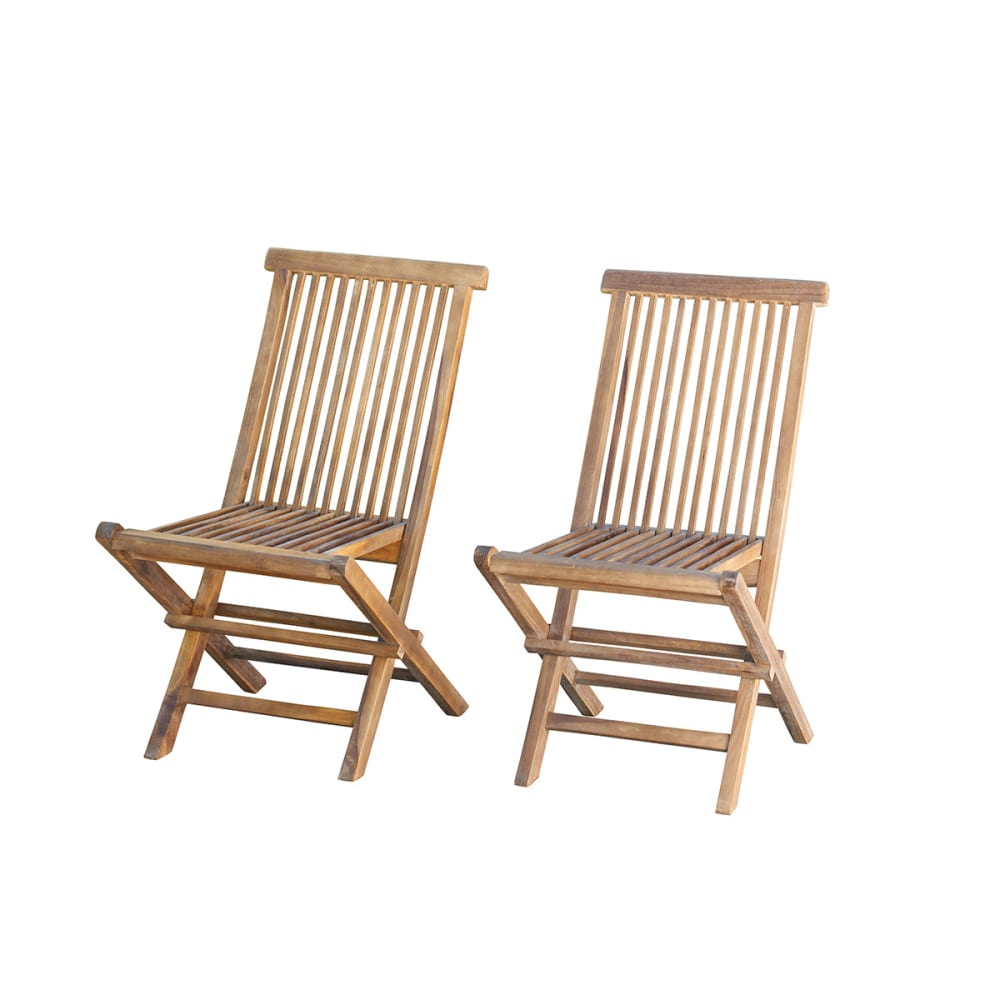 2 chaises de jardin en teck huilé massif pliantes