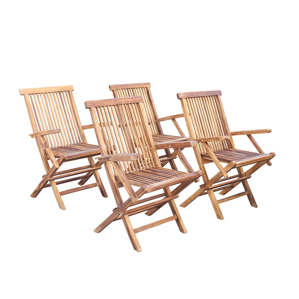 4 fauteuils de jardin en teck huilé massif pliants - Maisons du Monde
