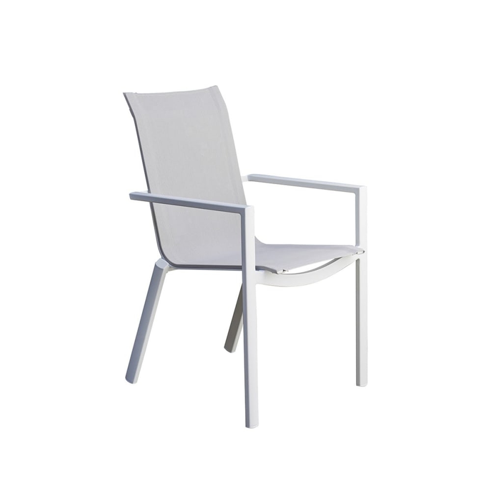Fauteuil de jardin en aluminium blanc et textilène gris - Maisons du Monde