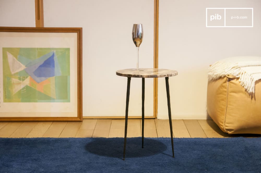 Pequeña mesa auxiliar de marmol gris y metal - Maisons du Monde