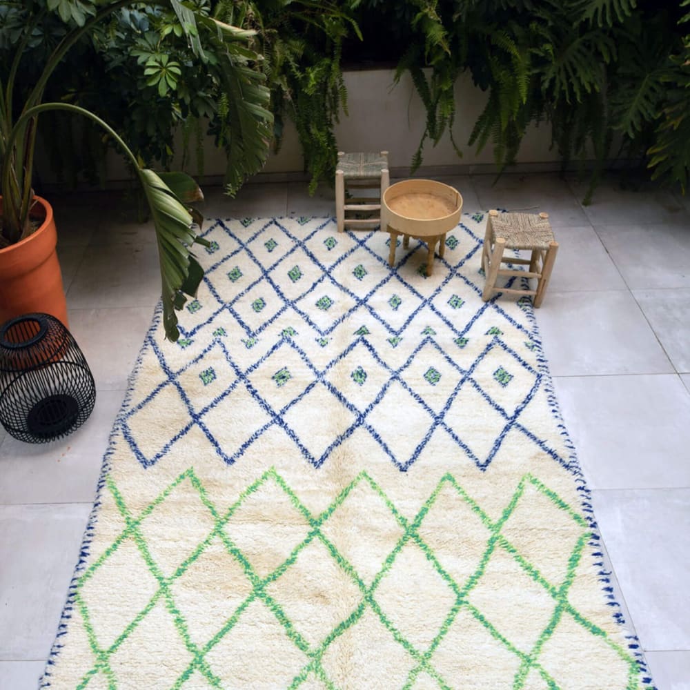 Alfombra bereber con diseño gráfico de pura lana 160 x 230 cm