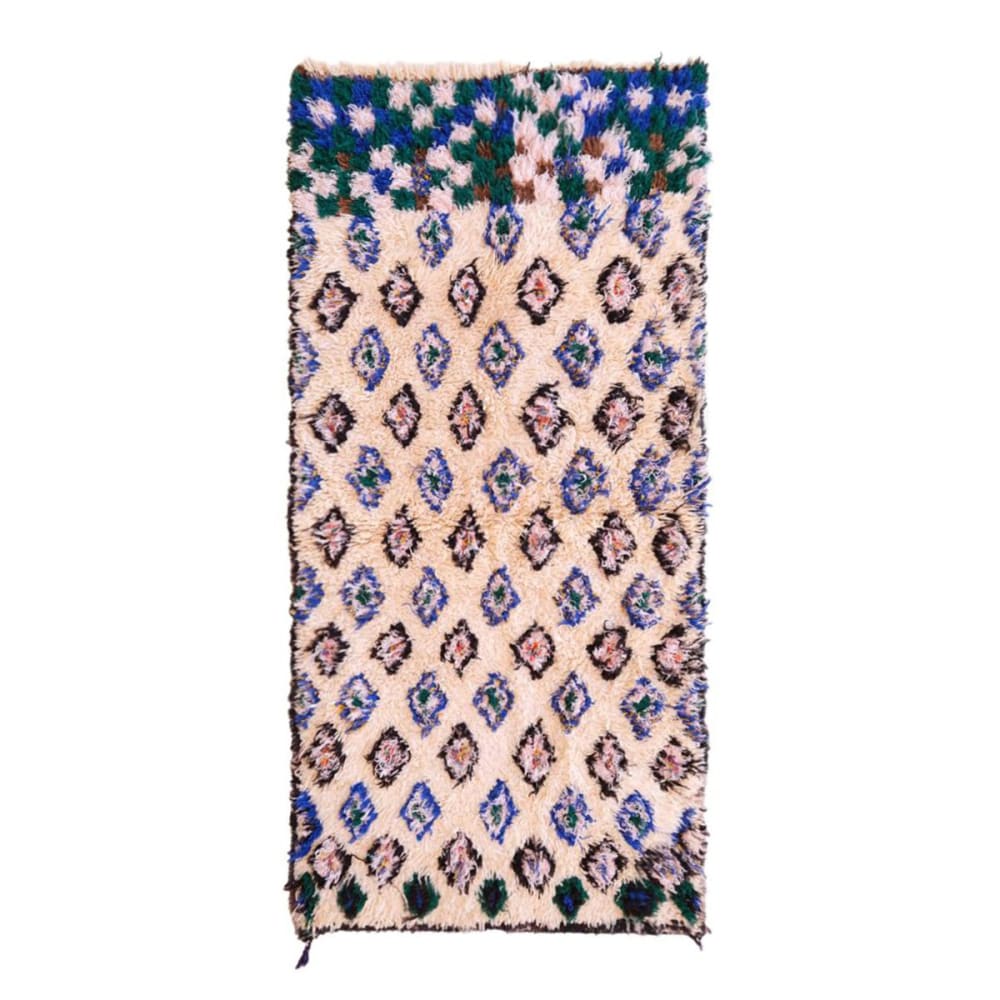 Alfombra bereber marroquí de pura lana 90 x 180 cm