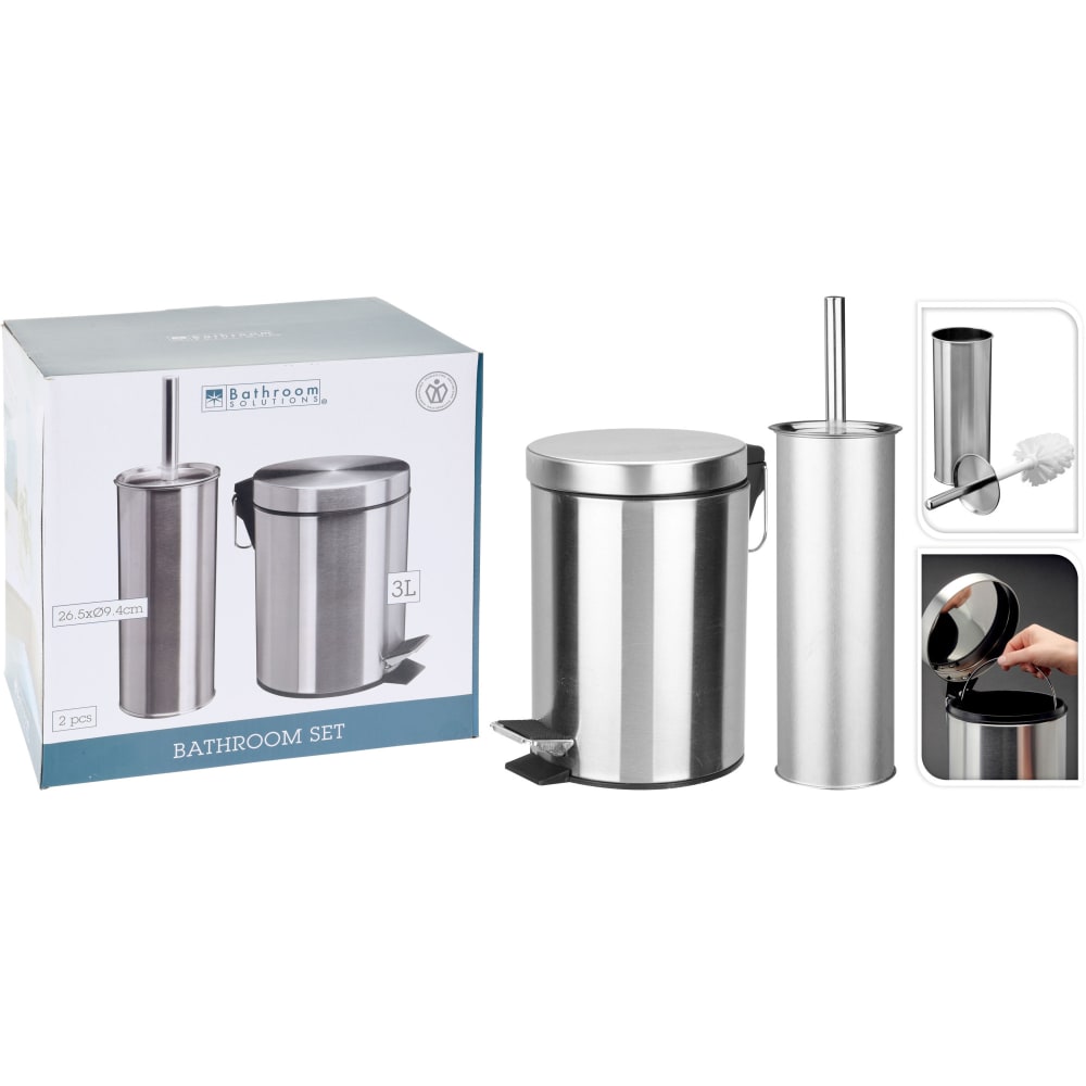 Poubelle de salle de bain 3L + brosse WC métal - Maisons du Monde