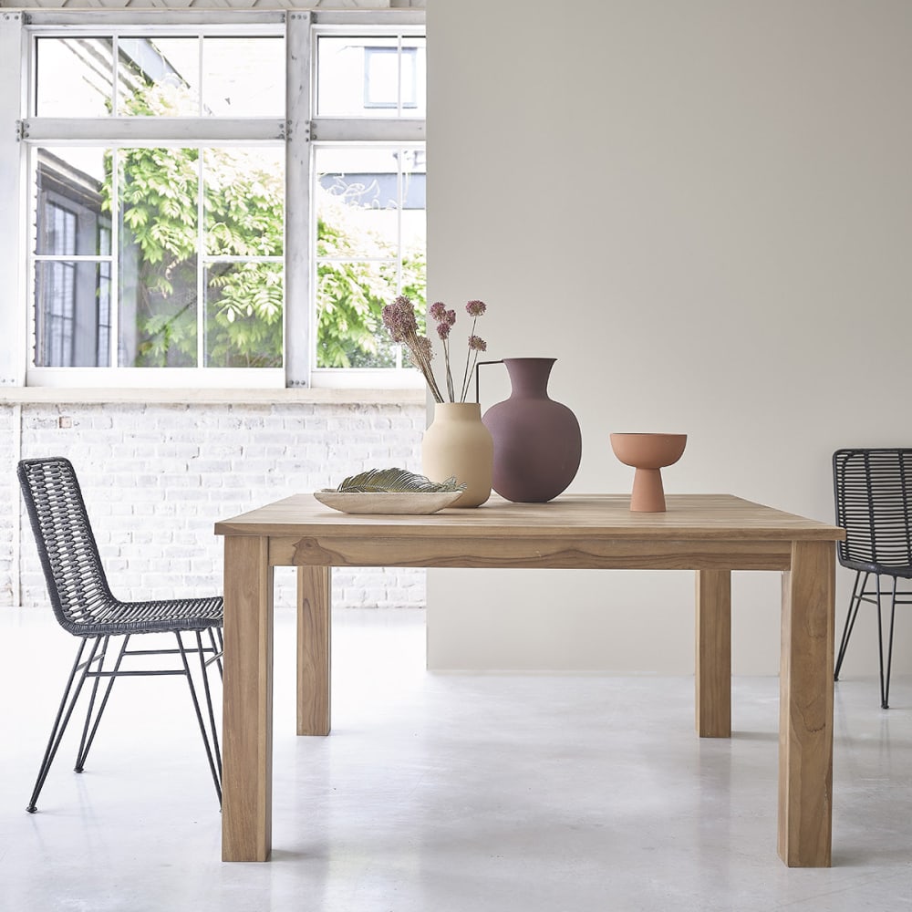 BERAH GETAH Quadratischer Teakholztisch für 8 Personen style modern Beige
