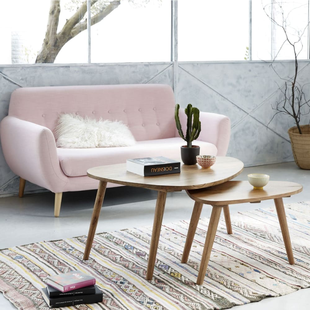 BERAH GETAH Skandinavischer Couchtisch in Mindy style modern Beige Holz