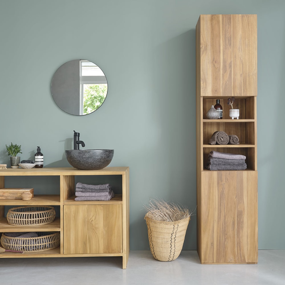 Colonne de salle de bain teck massif