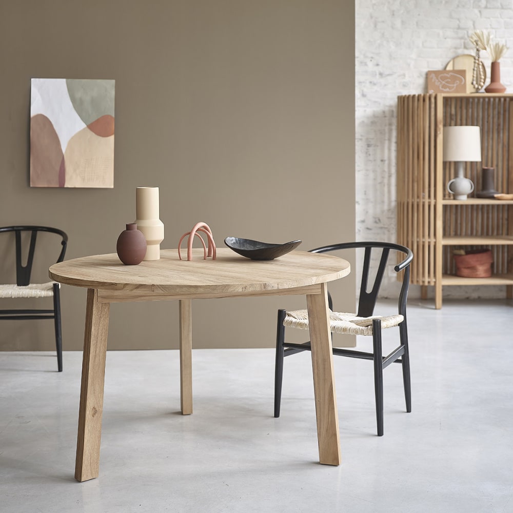 BERAH GETAH Runder Tisch aus Teakholz 4 Personen style modern Beige