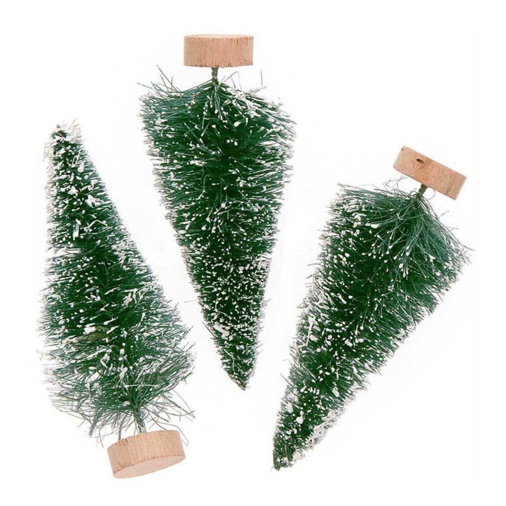 Lot de 3 sapins de Noël en bois vert 7cm