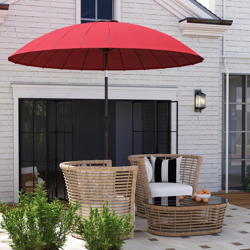 Parasol inclinable rond rouge