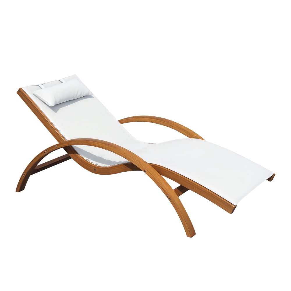 Transat bois massif naturel beige blanc