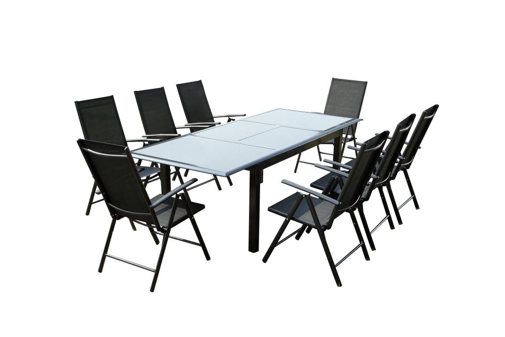 Conjunto de jardín de aluminio gris de 8 plazas