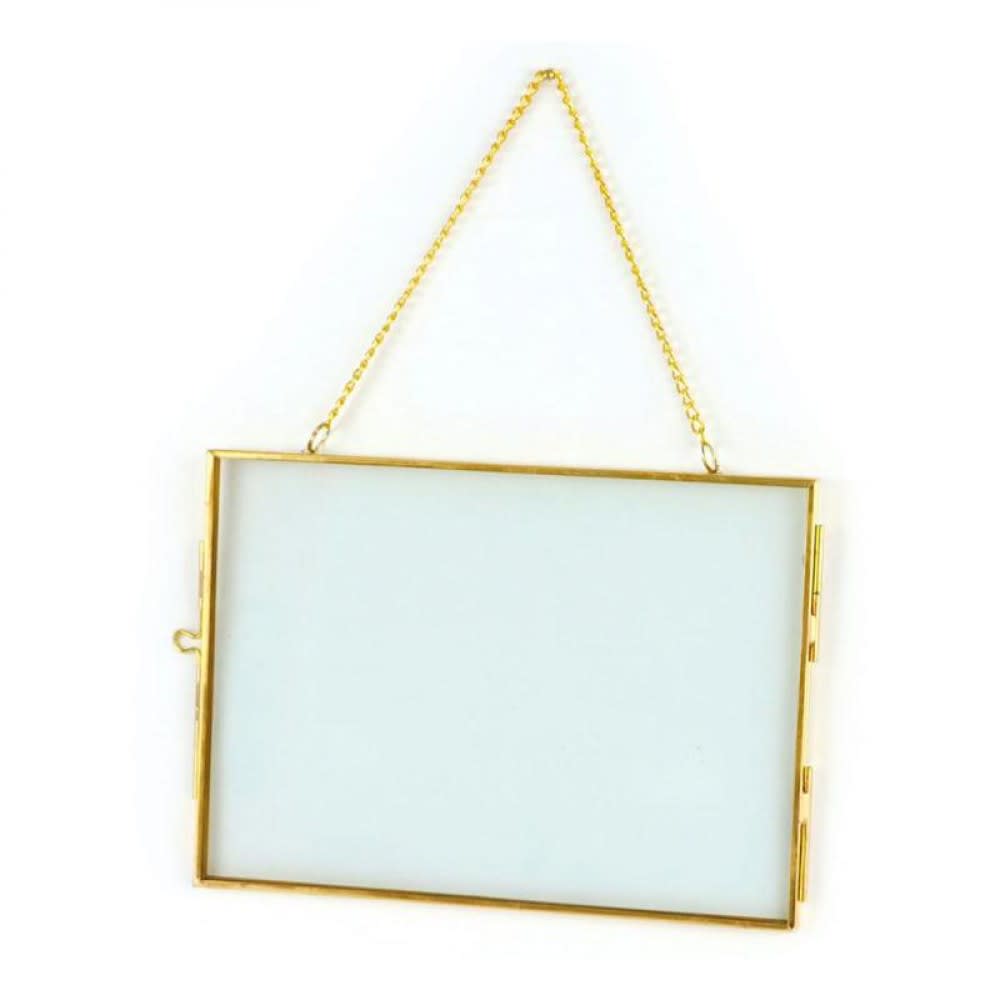 Cadre en verre vintage rectangle avec chaîne métallique 18x13cm