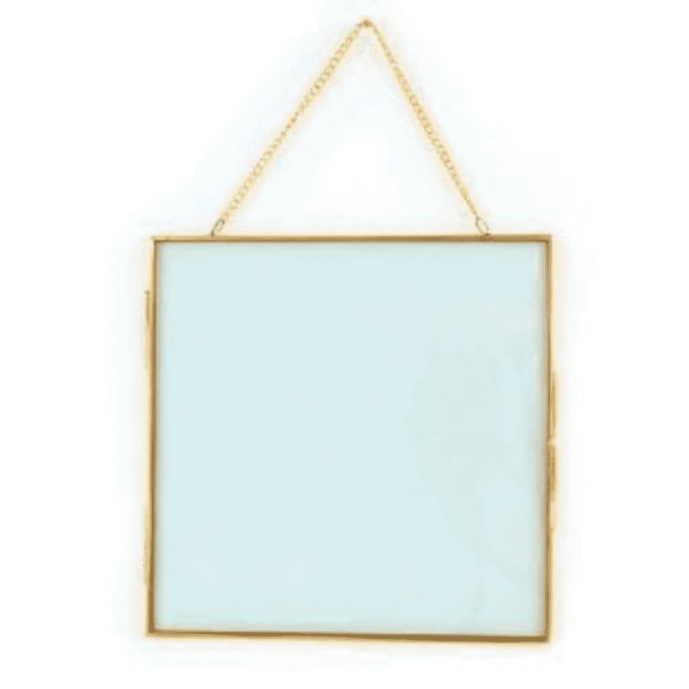 Cadre en verre vintage carré avec chaîne métallique 20x20cm