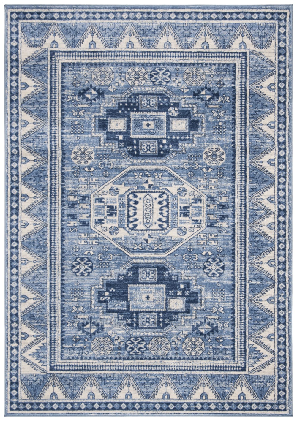 Alfombra tradicional de polipropileno azul/gris, 122 x 183 cm