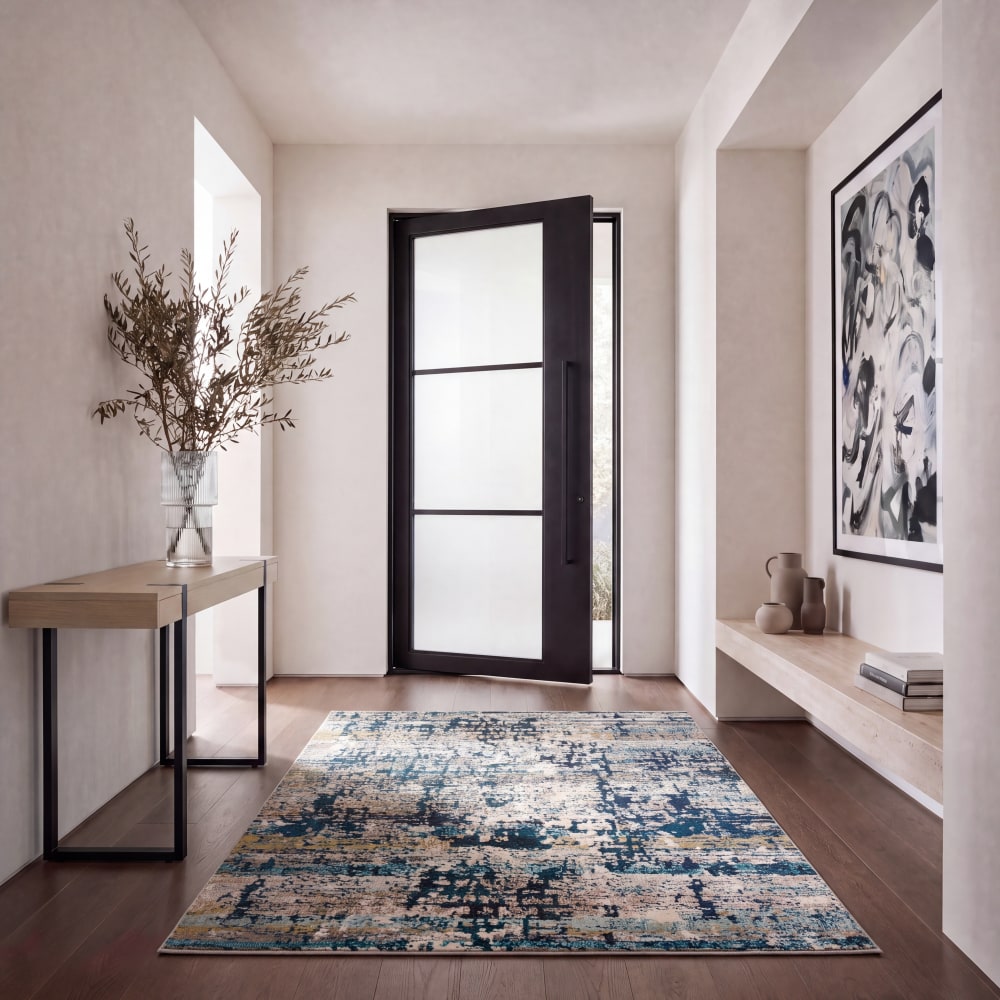 Zeitgenössische Polypropylen-Teppich in Beige/Blau, 160 x 229 cm