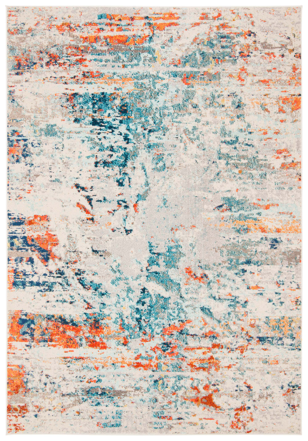Tapis contemporain en polypropylène beige/orange, 160 x 229 cm