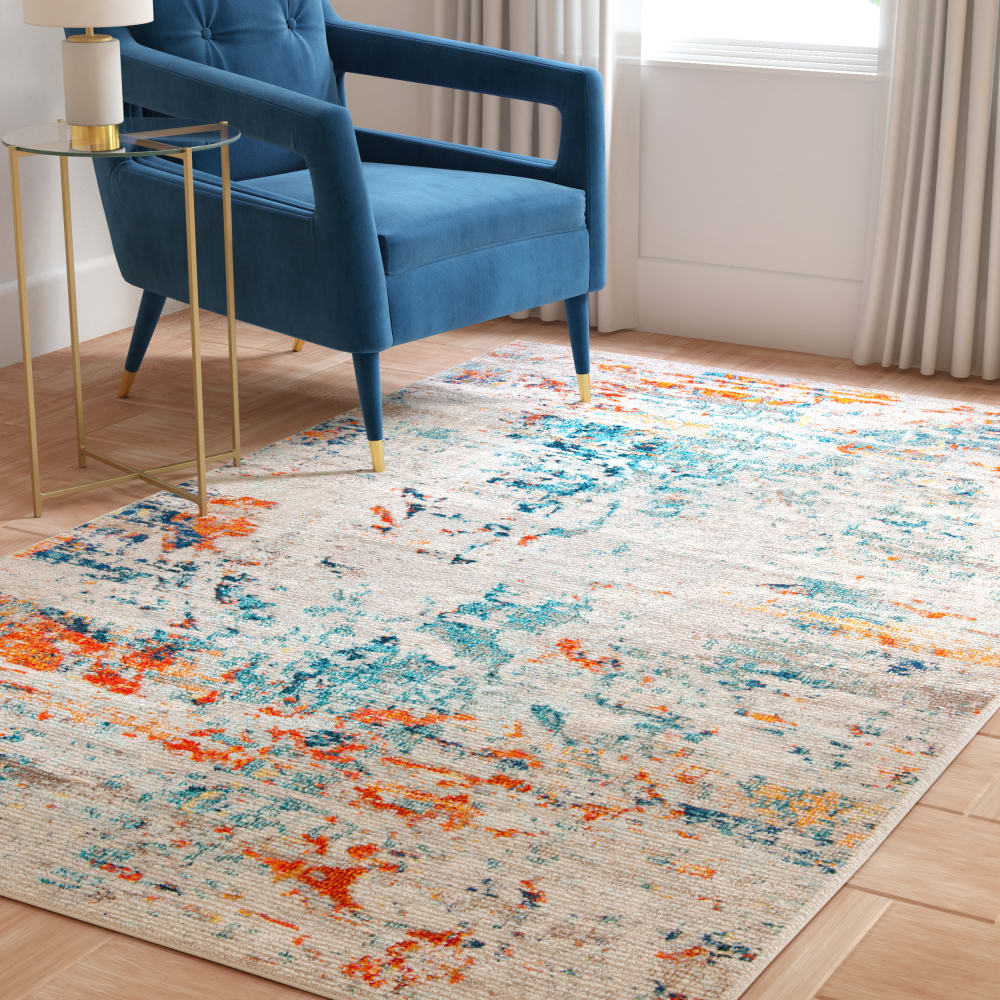 Tapis contemporain en polypropylène beige/orange, 160 x 229 cm — vue 3