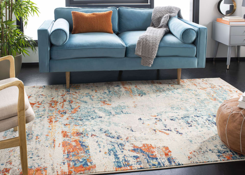 Tapis contemporain en polypropylène beige/orange, 160 x 229 cm — vue 4