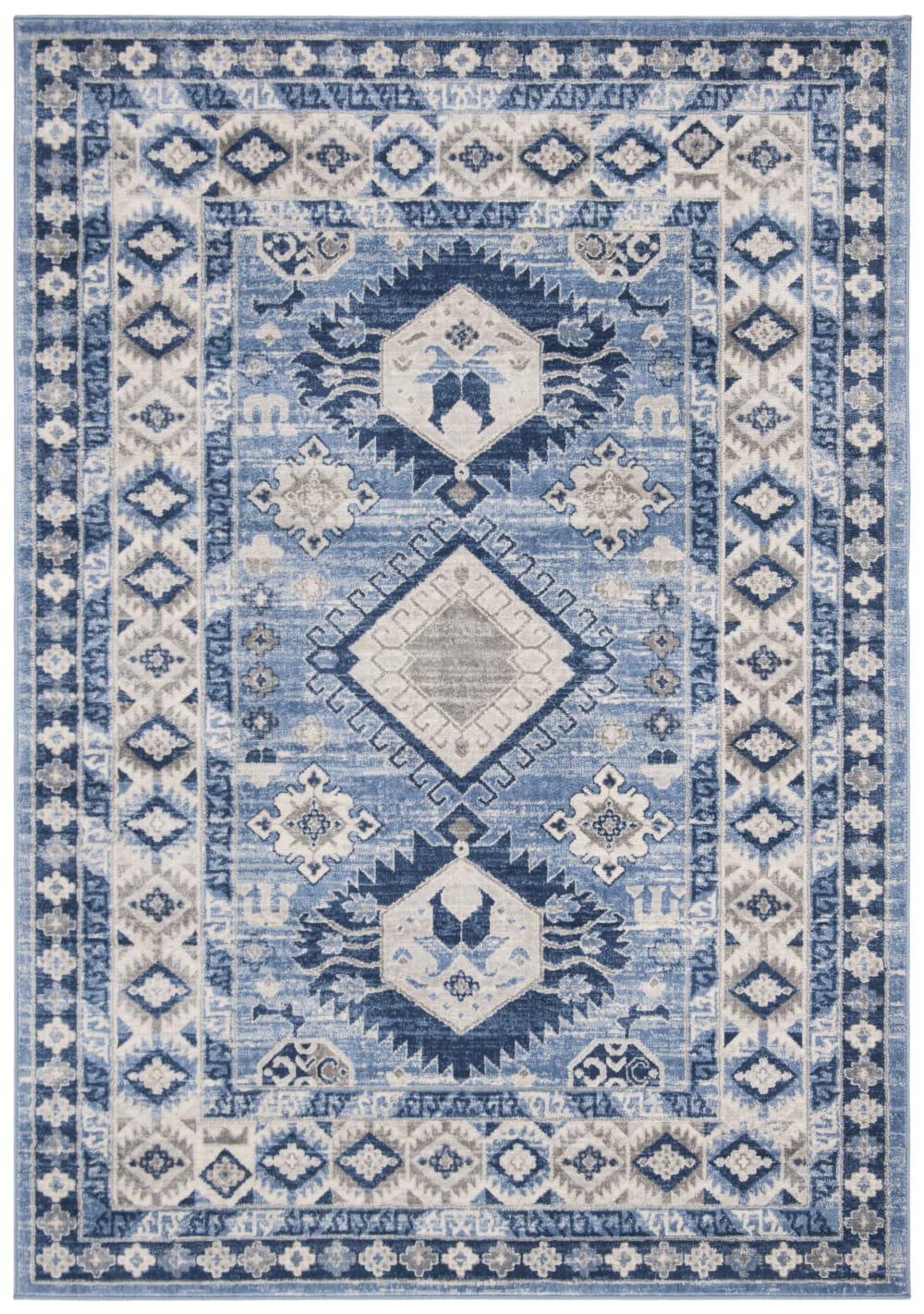 Alfombra tradicional de polipropileno azul/beige, 122 x 183 cm