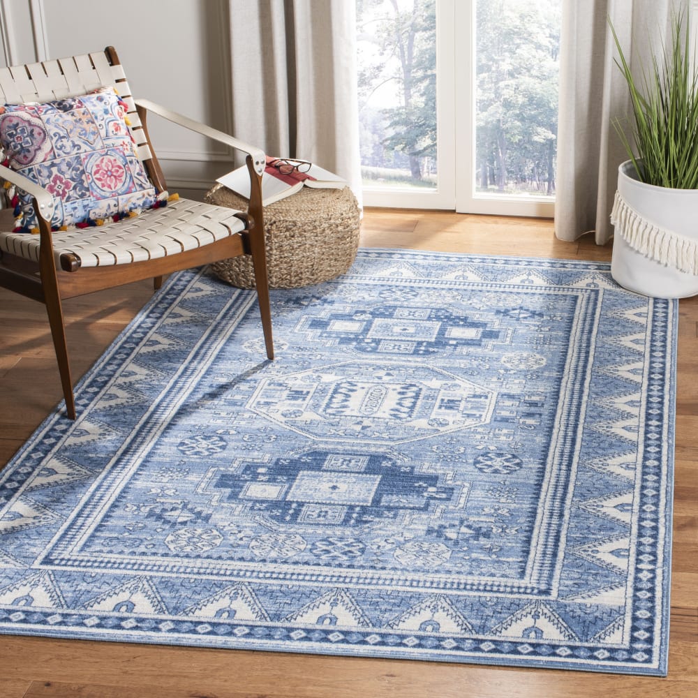 Safavieh Traditionell Polypropylen-Teppich in Blau/Grau, 160 x 229 cm style vintage Blau Pp - Polypropylen
